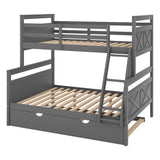 Modern Twin Over Full Bunk Beds with Trundle for Kids, Adults - [Wooden, Convertible]