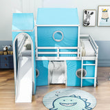 Low Full Over Full Bunk Beds with Slide for Kids Toddler - [Wooden, Tent, Tower]