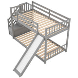 Low Twin Over Twin Toddler Bunk Beds with Stairs and Slide - [Floor]