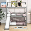 Twin Over Twin Low House Bunk Bed with Slide and Ladder - [Floor, Interchangeable]