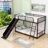 Low Twin Over Twin Bunk Beds with Slide for Kids, Toddler - [Metal]