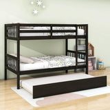 Convertible Twin Over Twin Bunk Beds with Trundle for Kids, Teens - [Solid Wood]