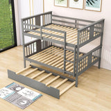 Convertible Full Over Full Bunk Beds with Trundle for Kids Adults - [Wooden]