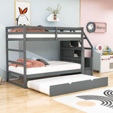 Low Twin Over Twin Bunk Beds for Kids with Storage Stairs and Trundle