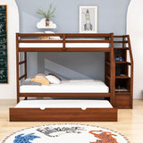 Low Twin Over Twin Bunk Beds for Kids with Storage Stairs and Trundle