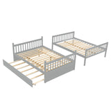 Convertible Full Over Full Bunk Beds with Trundle for Kids, Teens - [Wooden]