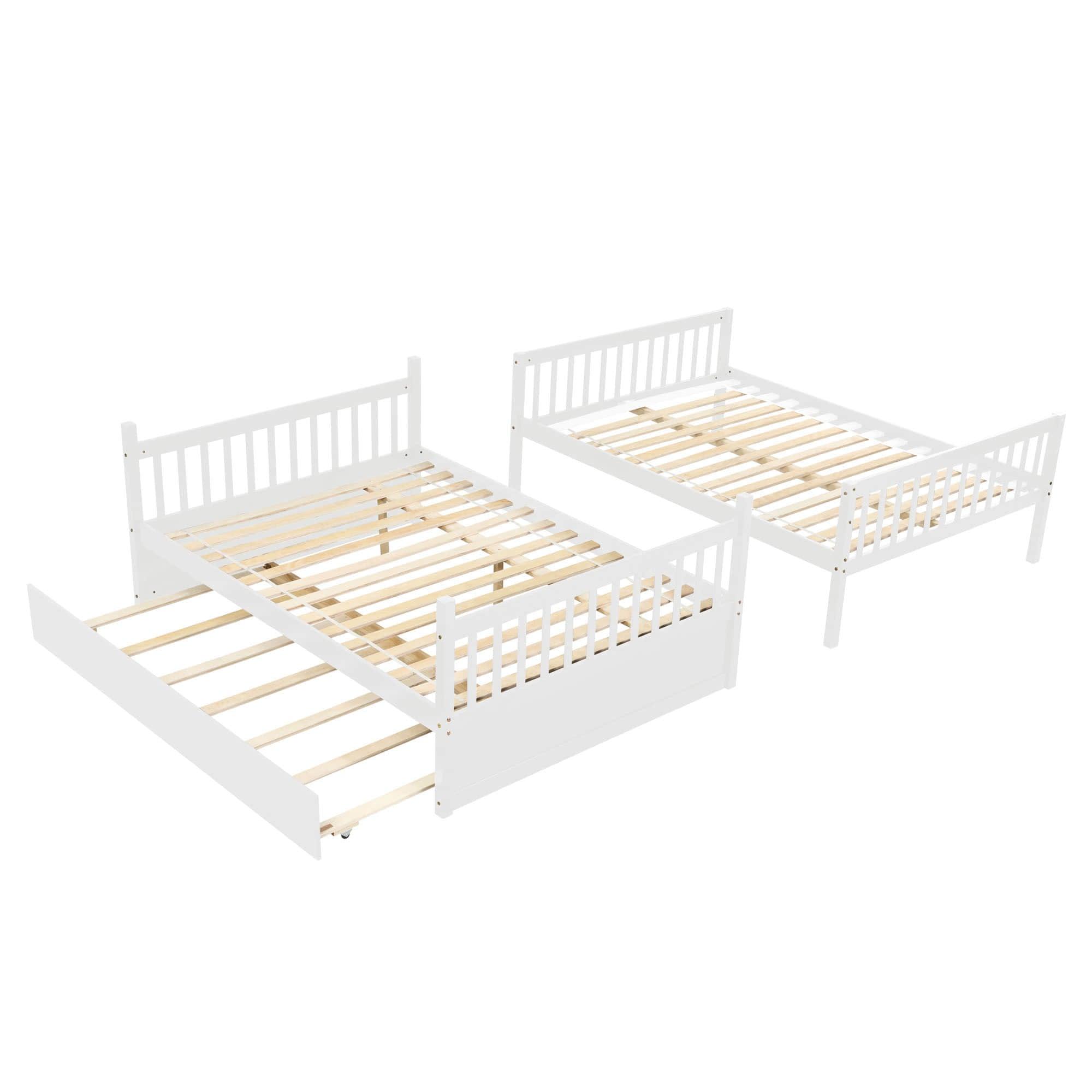 Convertible Full Over Full Bunk Beds with Trundle for Kids, Teens - [Wooden]