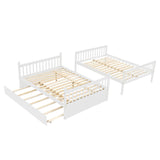 Convertible Full Over Full Bunk Beds with Trundle for Kids, Teens - [Wooden]