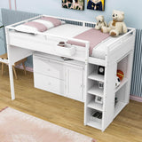 Twin Loft Bed with Desk and Storage for Kids, Teens - [Wooden]