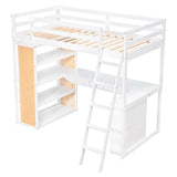 Twin Loft Bed with Desk and Storage Shelves for Adults, Teens