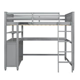 Full Size Loft Bed with Desk and Storage Dresser for Adult, Kids - [Wood, Drawers, Shelves]