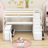 Twin Loft Bed with Desk and Stairs, Storage for Teens, Kids - [Drawers]