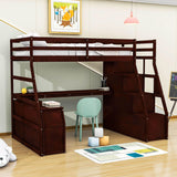 Twin Loft Bed with Desk and Stairs, Storage for Teens, Kids - [Drawers]