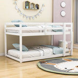 Wooden Low Twin Over Twin Floor Toddler Bunk Beds