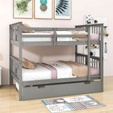 Convertible Full Over Full Bunk Beds with Trundle for Kids Adults - [Wooden]