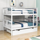 Convertible Full Over Full Bunk Beds with Trundle for Kids Adults - [Wooden]