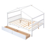 Wooden Full Size House Bed with Storage Drawers for Kids