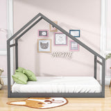 Montessori Twin Size Floor House Bed Frame for Toddler Kids - [Low, Wood]