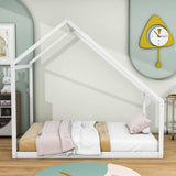 Montessori Full Size Floor House Bed Frame For Toddler Kids - [Low, Wood]