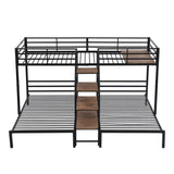 Twin Over Twin & Twin Triple Bunk Beds with Stairs and Storage - [Metal, Shelves]