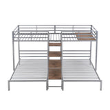 Twin Over Twin & Twin Triple Bunk Beds with Stairs and Storage - [Metal, Shelves]