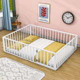 Metal Montessori Queen Toddler Floor Bed with Rails for Kids