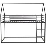 Metal Low Twin Over Twin House Loft Bunk Beds with for Kids, Toddler