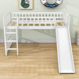 Low Twin Loft Bed with Slide for Kids - [Wood, Interchangeable]