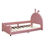 Cute Twin Size Low Profile Upholstered Toddler Bed with Rails