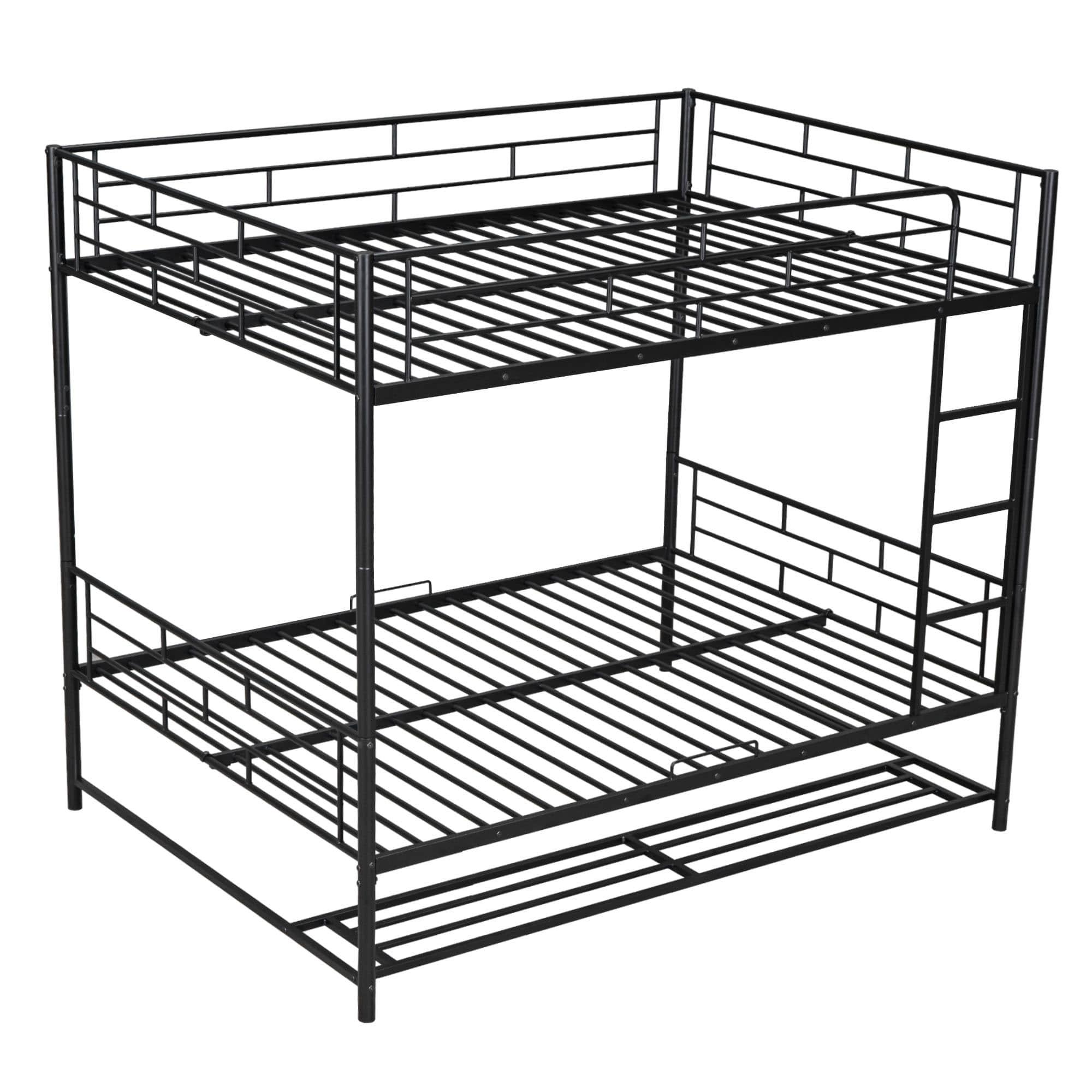 Metal Full Over Full Convertible Bunk Beds for Adults with Storage Shelves