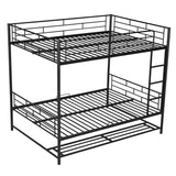 Metal Full Over Full Convertible Bunk Beds for Adults with Storage Shelves