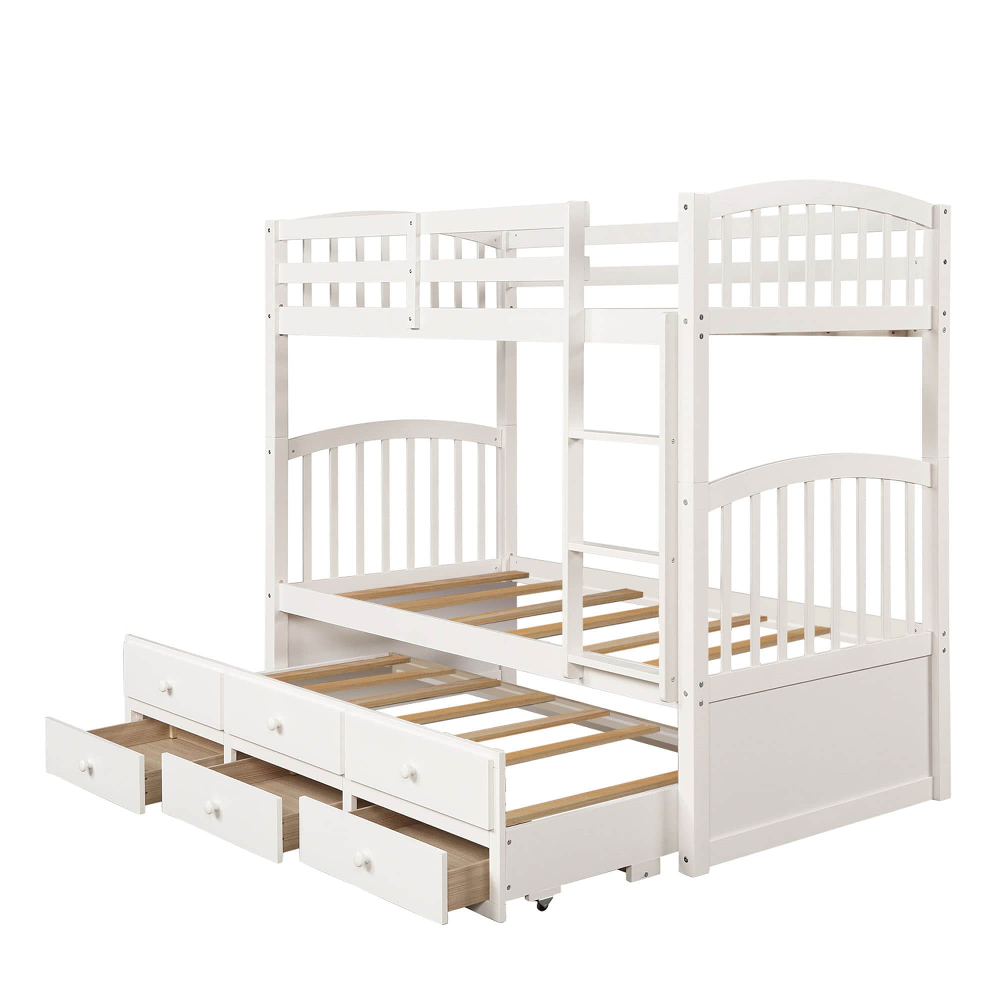 Convertible Twin Over Twin Bunk Beds for Kids Adults with Trundle and Storage - [Wood, Drawers]