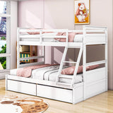 Wooden Twin Over Full Bunk Beds with Storage Drawers for Kids, Adult - [Convertible]