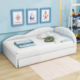 Twin PU Upholstered Kids Daybed with Trundle and Cloud-Shaped Rail