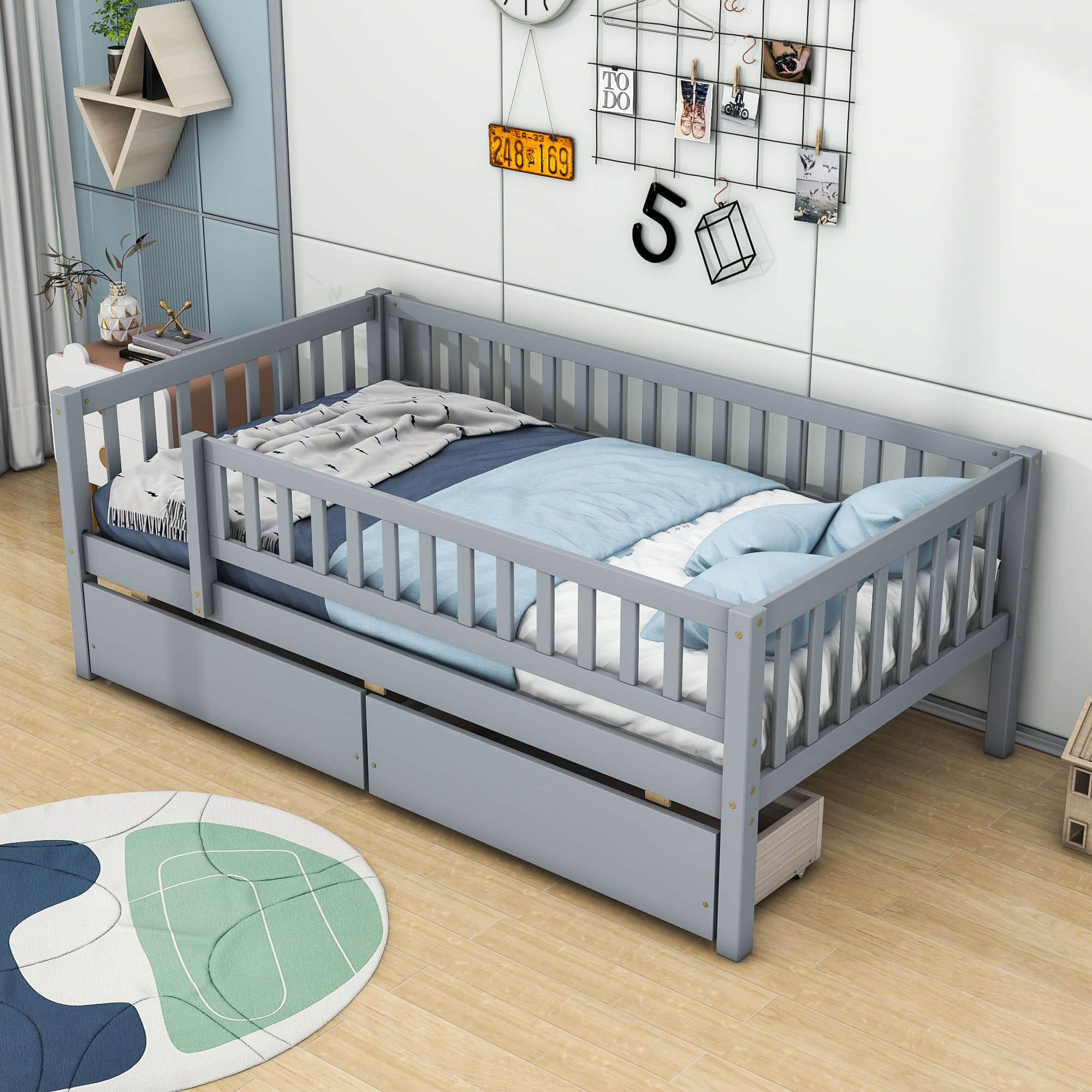 Twin Size Toddler Nursery Daybed with Storage Drawers