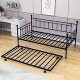 Mid-Century Modern Heavy-Duty Sturdy Metal Twin Daybed with Trundle