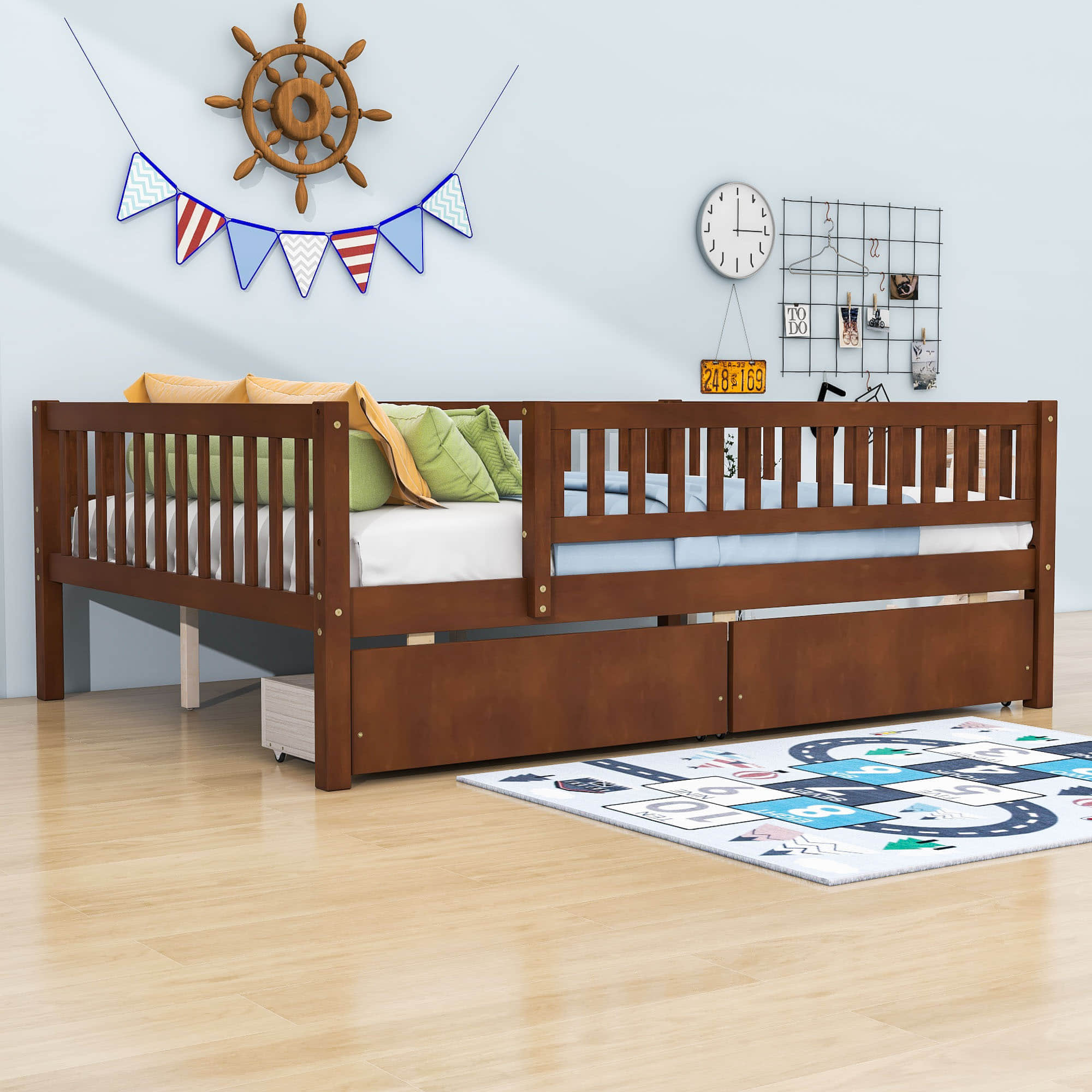 Full Size Toddler Nursery Daybed with Storage Drawers