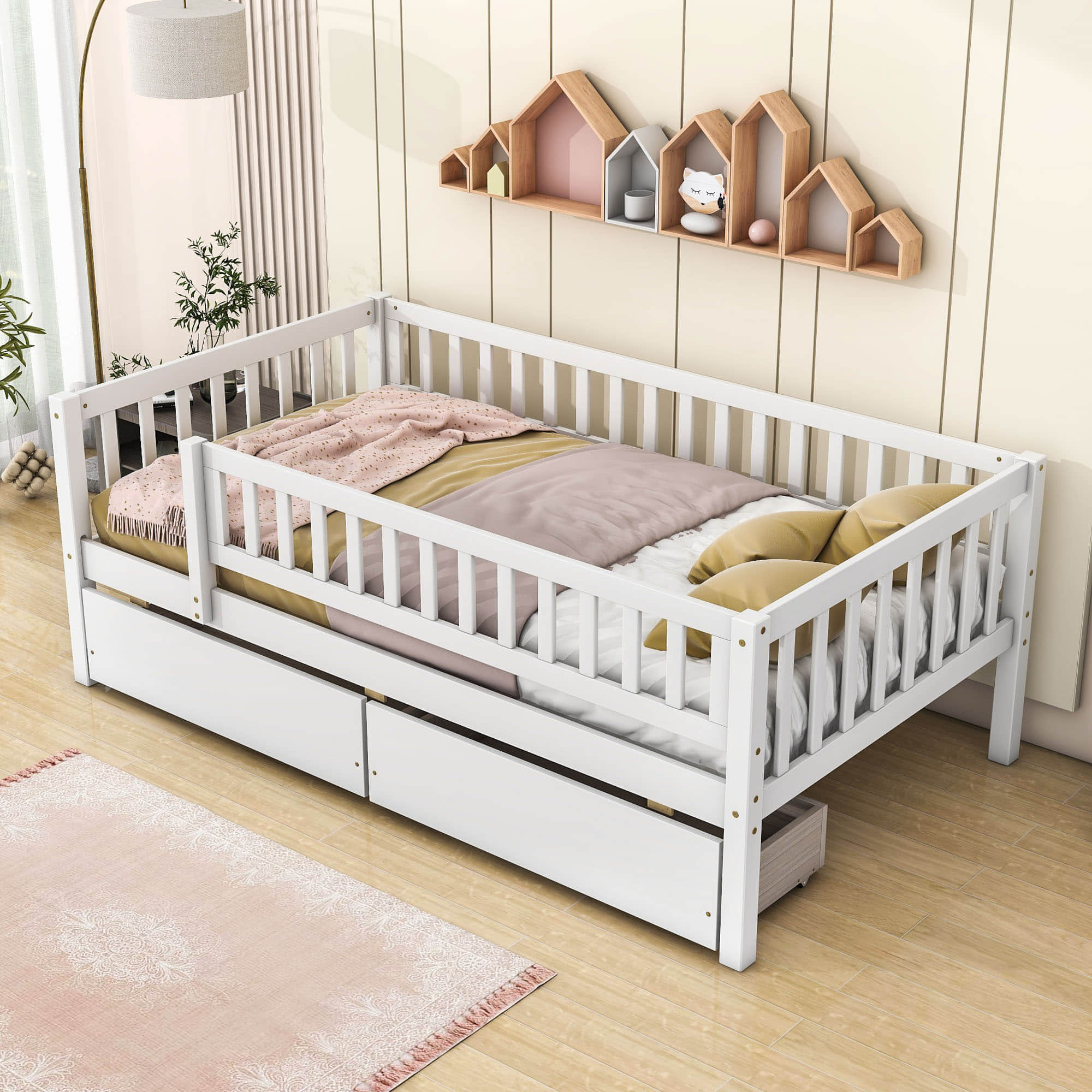 Twin Size Toddler Nursery Daybed with Storage Drawers