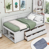 Wood Twin Daybed with Storage Drawers and Shelves for Kids