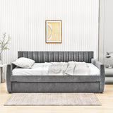 Velvet Upholstered Full Size Daybed with Trundle