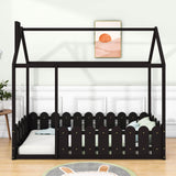 Twin Toddler Floor House Bed Frame with Rails - [Without Slats]