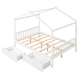 Modern Kids Full Size House Platform Bed with Storage and Headboard - [Drawers]