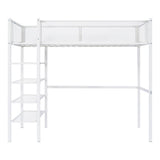 Sturdy Twin Metal Loft Bed Frame with Storage Shelves for Adults, Kids