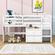 Convertible Low Full Size Kids Loft Bed with Desk, Stairs and Storage