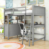 Twin Size Convertible Loft Bed with Desk and Storage - [Dresser, Shelves]