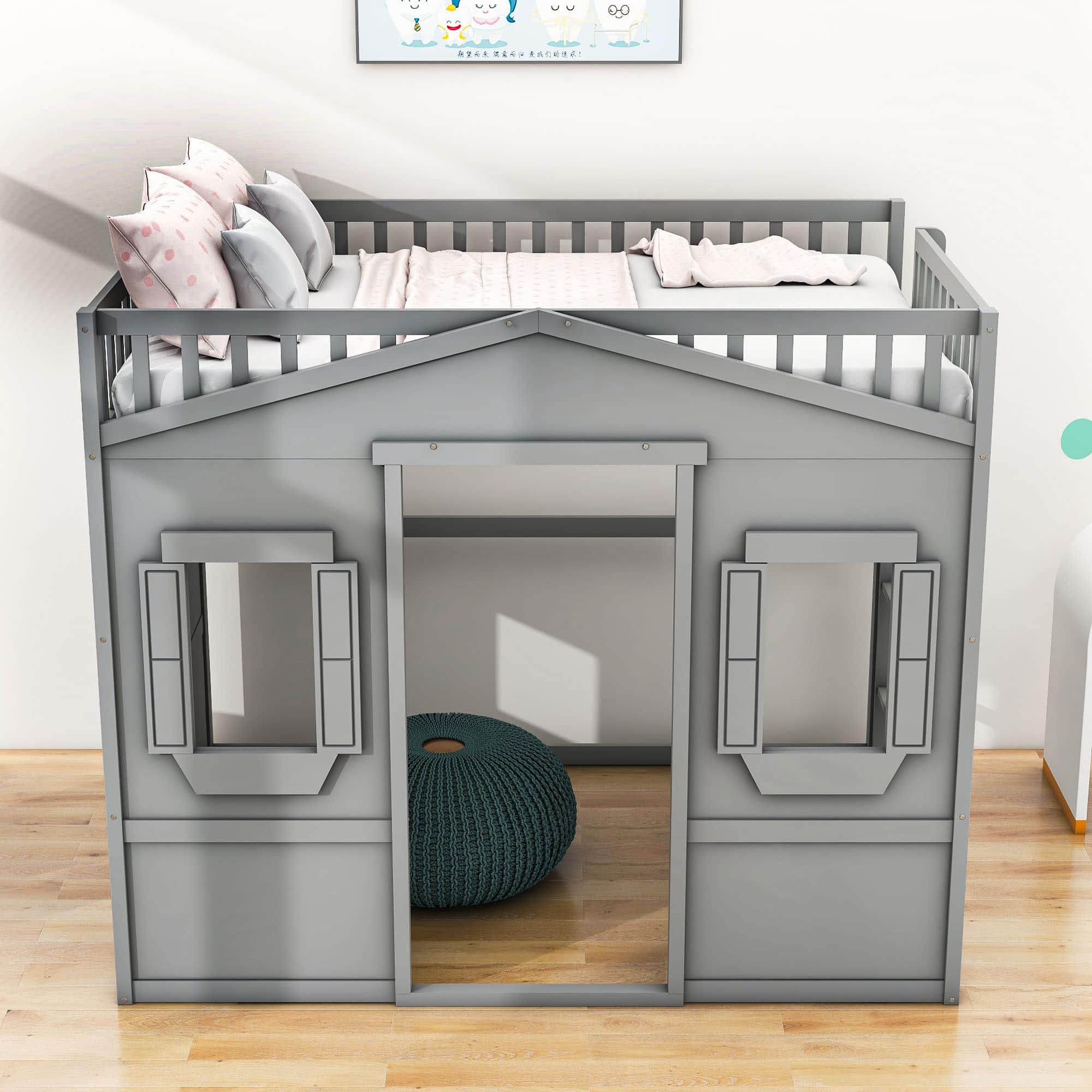 Sturdy Full Size House Loft Bed for Kids,Teens - [Wooden]