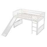 Low Twin Loft Bed with Slide for Kids - [Wood, Interchangeable]