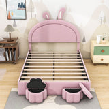 Full Size Velvet Upholstered Princess Platform Bed Frame with Headboard