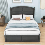 Wooden Queen Size Platform Bed with Twin Trundle Bed and Storage - [Headboard]