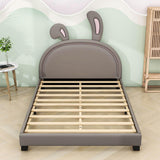 Cute Low Full Girls Leather Upholstered Platform Bed with Headboard